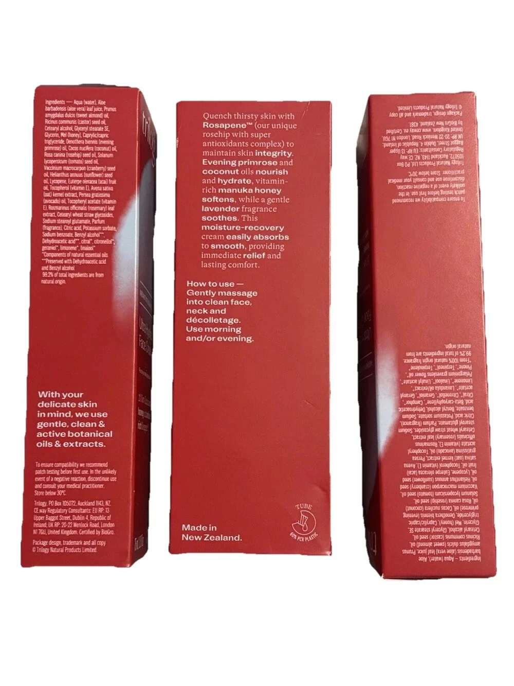 TRILOGY INSTANT INTENSE MOISTURE  ULTRA HYDRATING FACE CREAM 2.5 Fl oz Lot Of 3